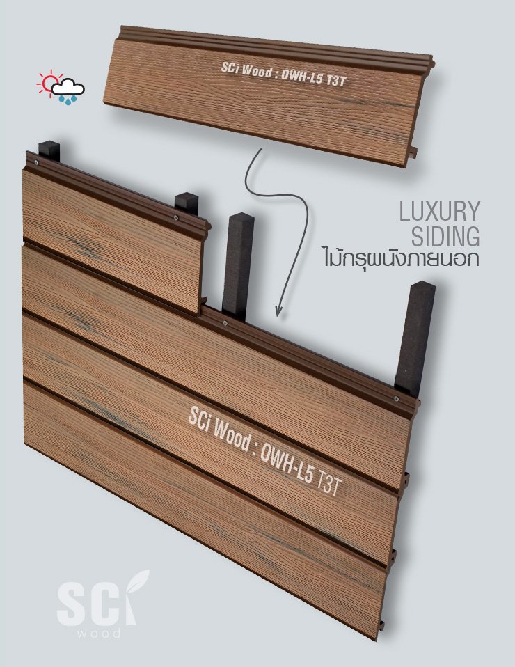 ไม้กรุผนังภายนอก ลักซูรี่  OWH-L5 T3T LUXURY SIDING