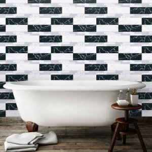 กระเบื้องผนัง KASSA รุ่น KS-VNW016 กาตาร์ ขนาด 10 x 16 นิ้ว (กล่อง 10 แผ่น) สีขาว - ดำ - รูปที่ 3