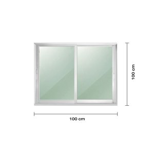 หน้าต่างอะลูมิเนียมบานเลื่อน 2 บาน ไม่มีมุ้งลวด NK ขนาด 100 x 100 ซม. สีอบขาว - รูปที่ 2