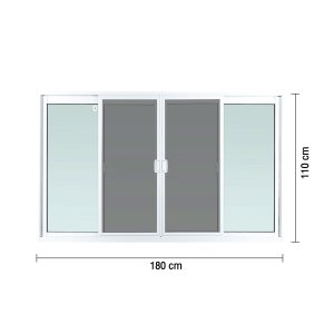 หน้าต่างอลูมิเนียมบานเลื่อน FRAMEX รุ่น 4 บาน + มุ้ง FSSF ขนาด 180 x 110 ซม. สีขาว - รูปที่ 2