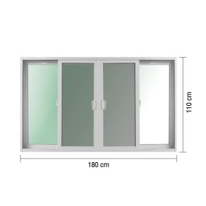 หน้าต่างอะลูมิเนียม บานเลื่อน 4 ช่องพร้อมมุ้งลวด WINKING รุ่น WKALWWG ขนาด 180 x 110 ซม. สีขาว - รูปที่ 2