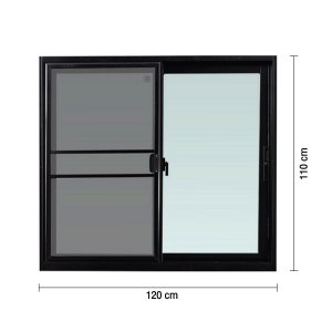 หน้าต่างอลูมิเนียมบานเลื่อน FRAMEX รุ่น 2 บาน + มุ้ง SS ขนาด 120 x 110 ซม. สีดำ - รูปที่ 2