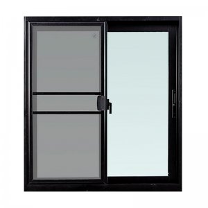 หน้าต่างอลูมิเนียมบานเลื่อน FRAMEX รุ่น 2 บาน + มุ้ง SS ขนาด 120 x 110 ซม. สีดำ