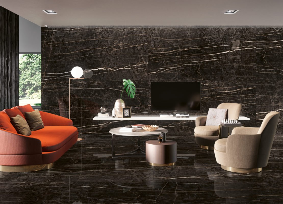 กระเบื้องลายหินอ่อนสีเข้ม COLONIAL BLACK