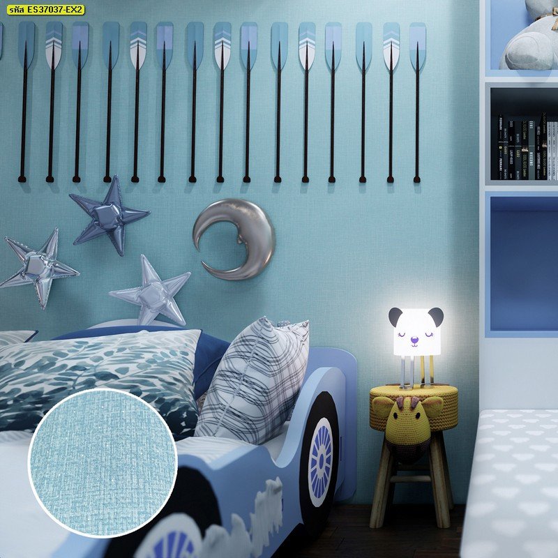 วอลเปเปอร์ติดผนังลายเรียบสีฟ้า รหัส ES37037