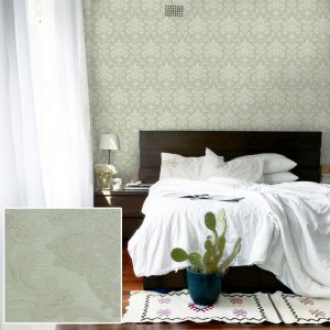 วอลเปเปอร์ติดผนังลายหลุยส์สีเขียว รหัส CR-7106