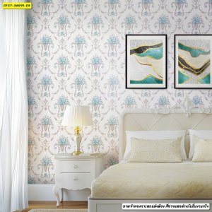 วอลเปเปอร์ติดผนังลายกุหลาบฟ้าพื้นครีม รหัส 36091 - รูปที่ 3